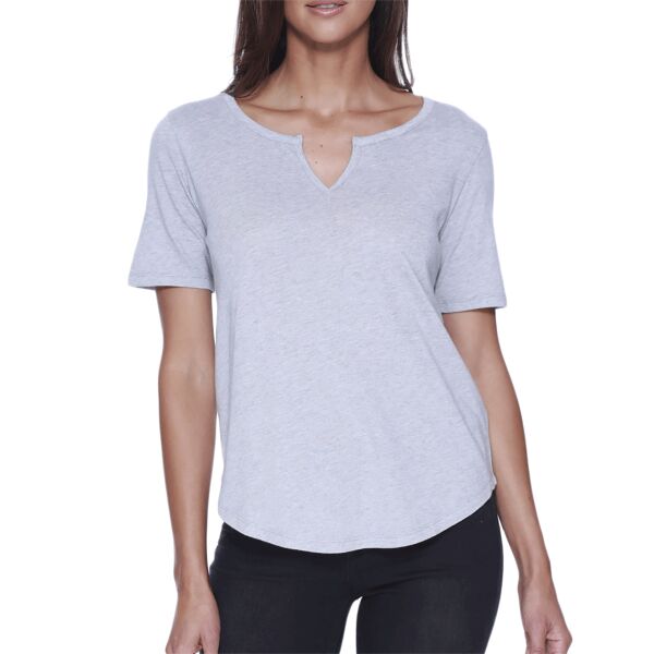 Ladies' Cotton/Modal Slit V-Neck Thumbnail