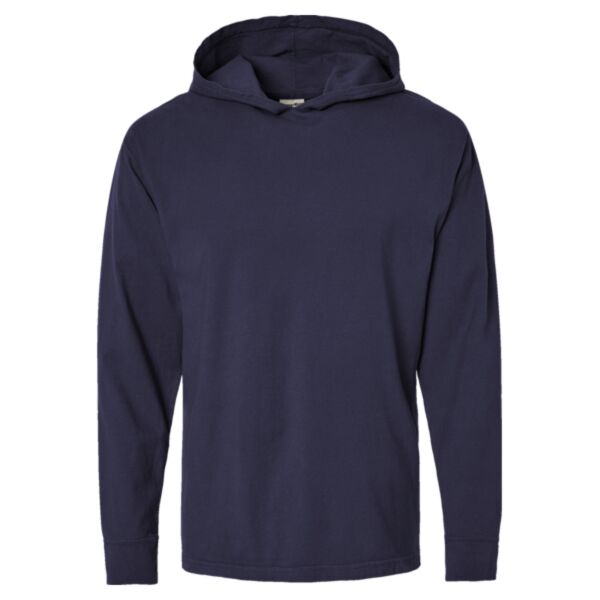 Unisex Garment-Dyed Jersey Hooded Long Sleeve T-Shirt Thumbnail