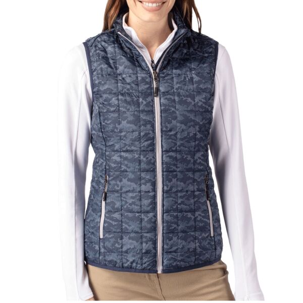 Cutter & Buck Rainier PrimaLoft Womens Eco Insulated Full Zip Printed Puffer Vest Thumbnail
