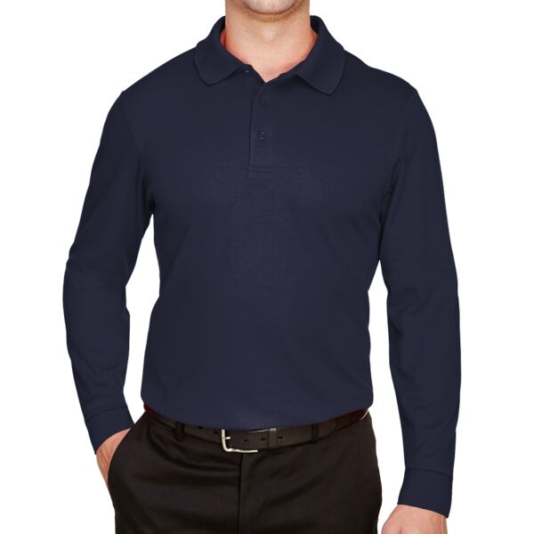 Men's CrownLux Performance® Plaited Long Sleeve Polo Thumbnail