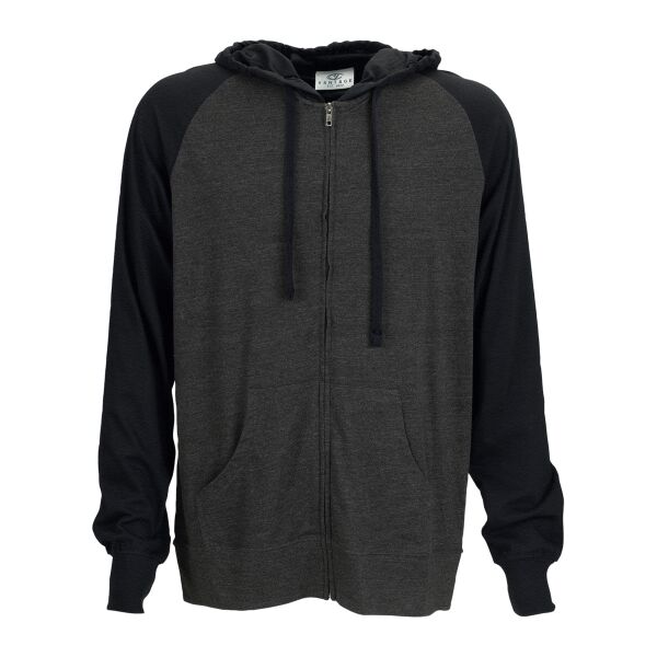 Full-Zip Two-Tone Jersey Knit Hoodie Thumbnail