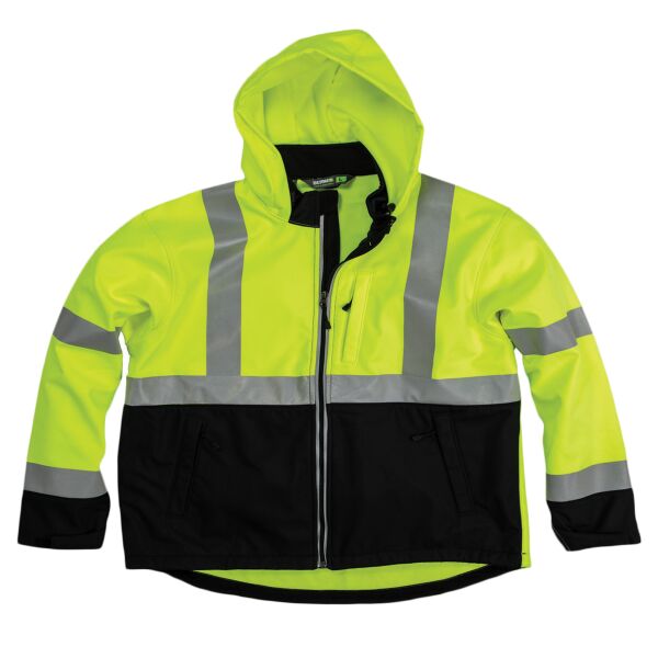 Men's Hi-Vis Class 3 Hooded Softshell Jacket Thumbnail